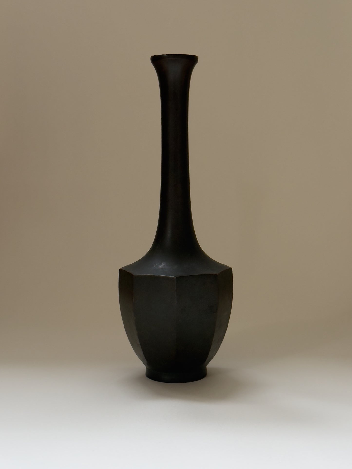 Octagonal Japanese Bronze Vase