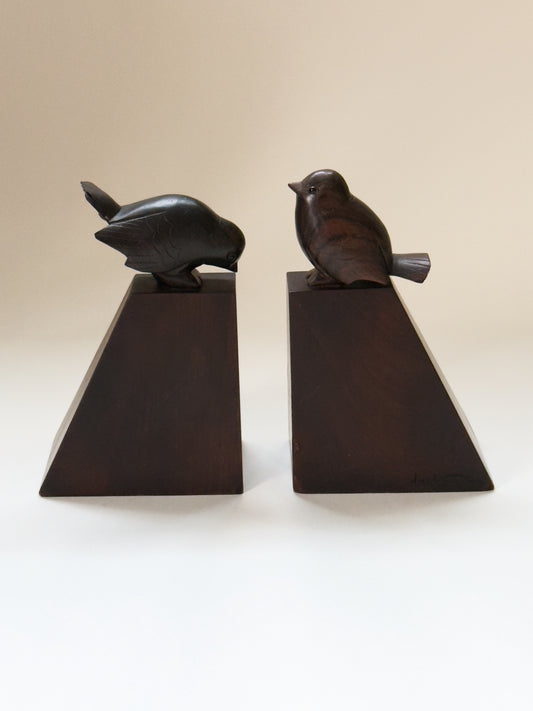 Carved Wooden Bookends