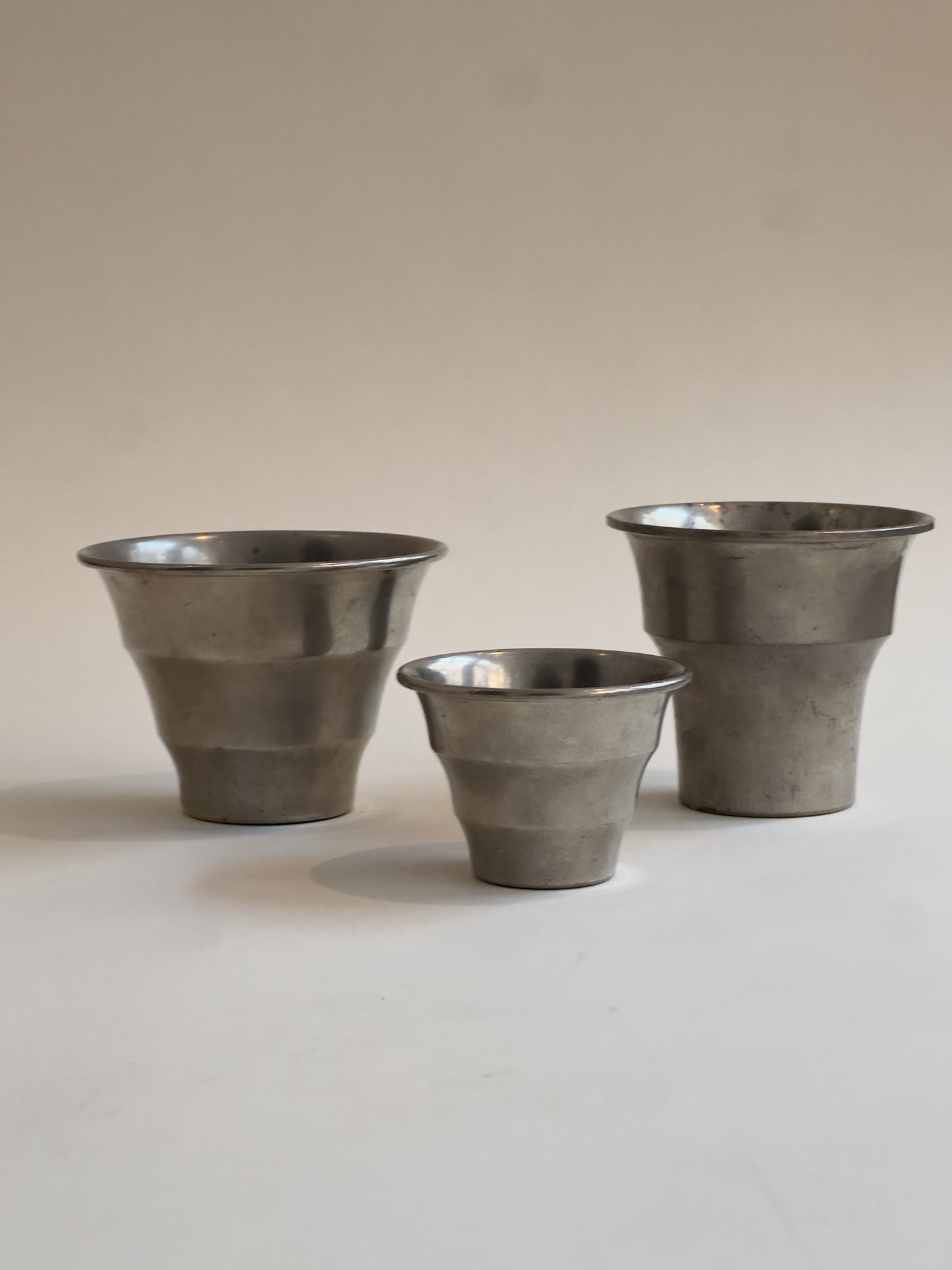 Trio of Pewter vases