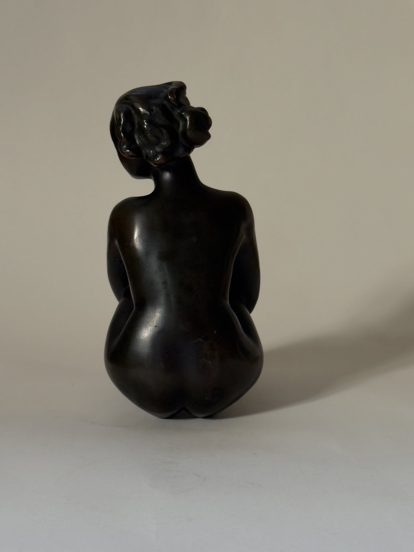 Seated Female Figure in metal by Gunnar Lindhardt Hansen, 1930s/40s