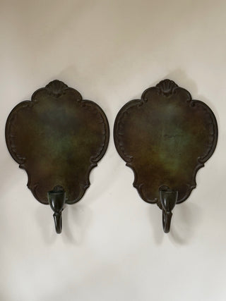 Patinated Bronze Candle Sconces by GAB, 1930s