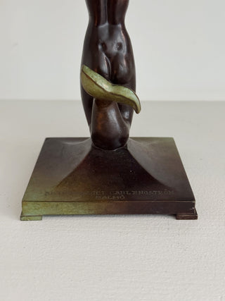 Art Deco Bronze Bowl with Mermaid Figure