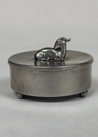 Vintage Pewter Trinket Box with Animal Motif