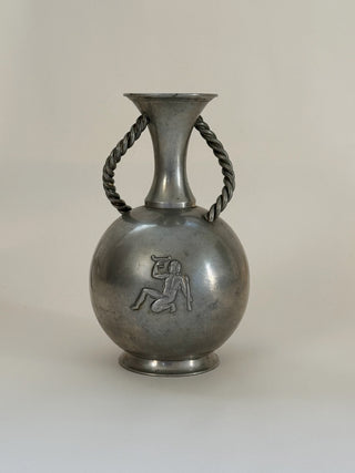Art Deco Twin-Handled Pewter Vase, 1936