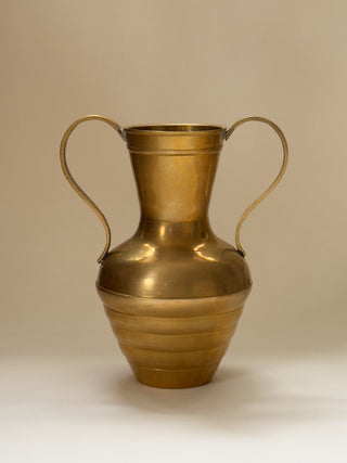 Sculptural Brass Vase with Curved Handles