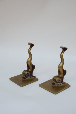 Sculptural Bronze Fish Bookends