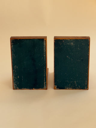 Pair of Mid-Century Wooden Bookends with Sculptural Spheres