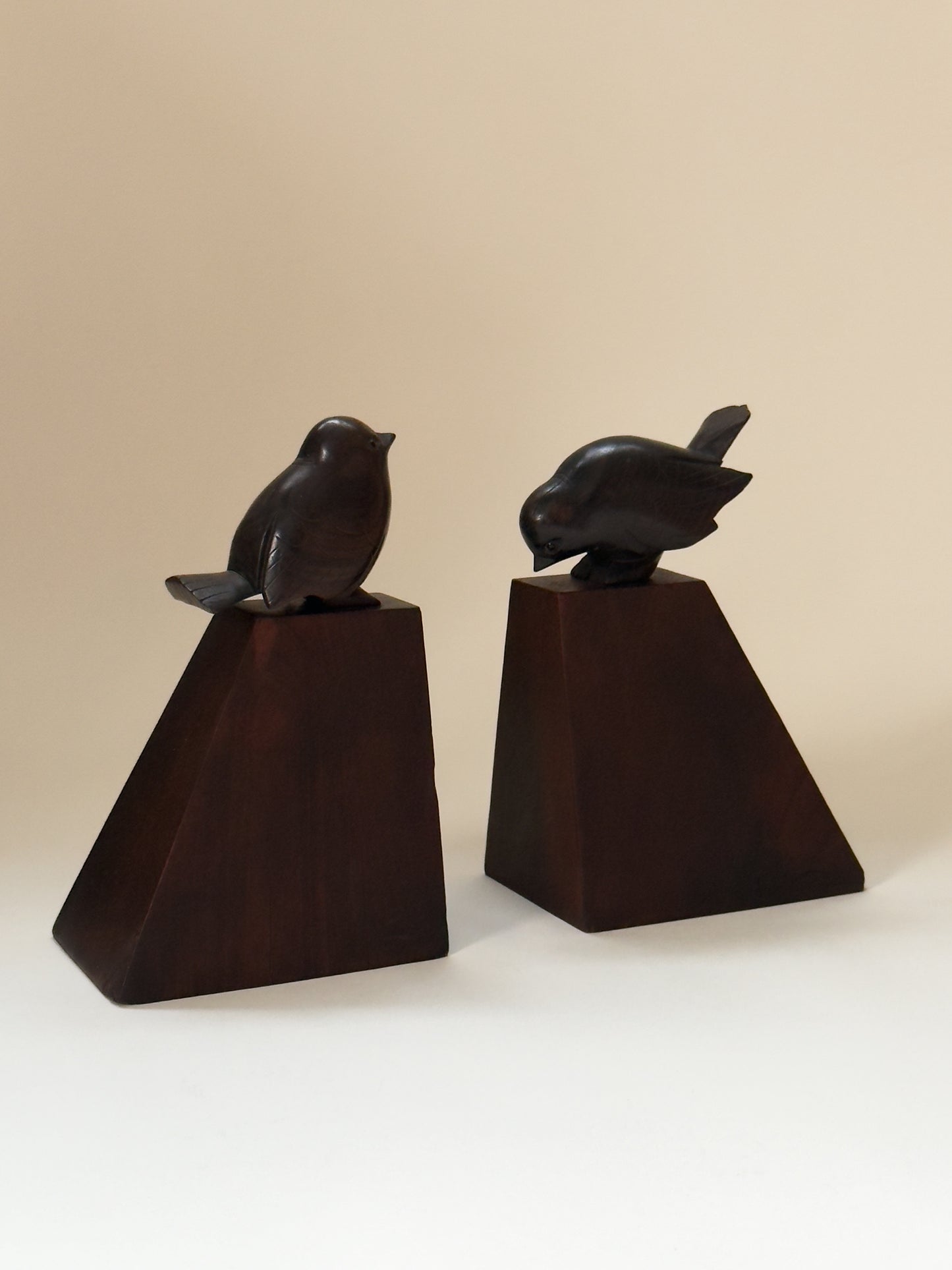 Carved Wooden Bookends