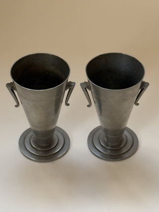 Set of Two Swedish Art Deco Pewter Vases, 1930s
