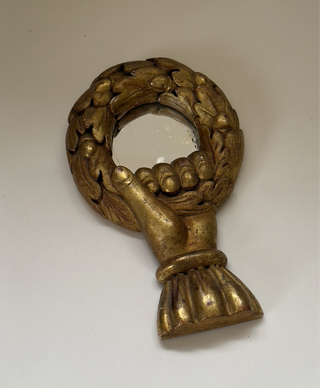 19th-Century Hand-Carved Wooden Mirror