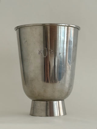 1930s Pewter Vase with Figurative Relief