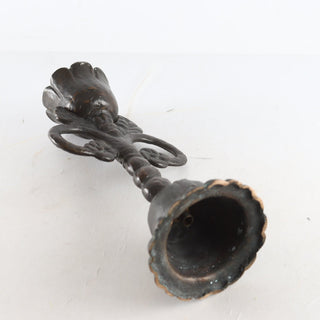 Wrought iron, bronze candle holder